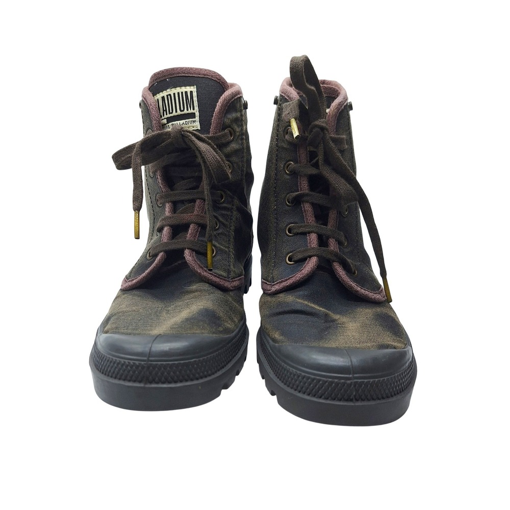 Palladium Pampa Hi Canvas Boots Washed Olive Brown High Top Sneakers Lug Sole